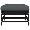 Garden Footstool with Cushion - Black Solid Pine Wood