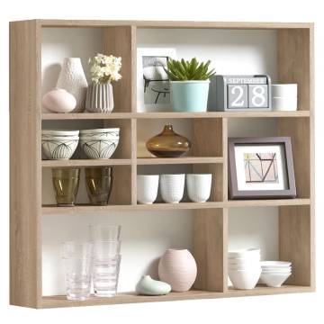 FMD Wall-mounted Shelf with 9 Compartments - Oak Design