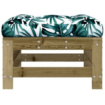 Garden Footstool with Cushion - Impregnated Pine Wood