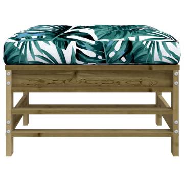 Garden Footstool with Cushion - Impregnated Pine Wood