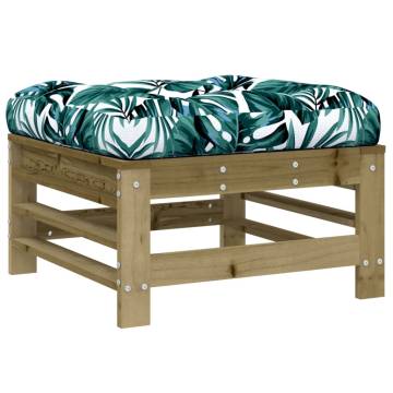 Garden Footstool with Cushion - Impregnated Pine Wood