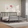 Bed Frame with Headboard Grey 200x200 cm Solid Wood Colour grey Size 200 x 200 cm 