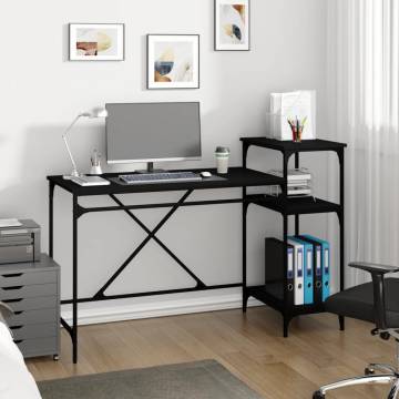 Industrial Black Desk with Shelves - 135x50x90 cm | HipoMarket