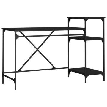 Industrial Black Desk with Shelves - 135x50x90 cm | HipoMarket