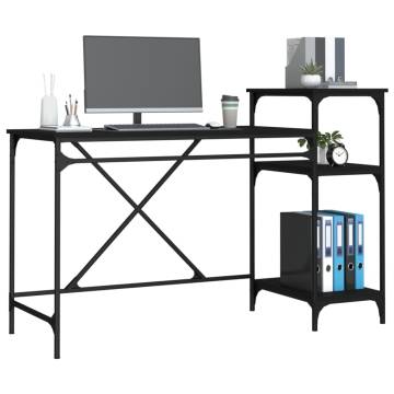 Industrial Black Desk with Shelves - 135x50x90 cm | HipoMarket