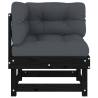 Black Corner Sofa with Cushions | Solid Pine Wood - Hipomarket