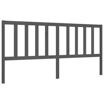 Stylish Grey Bed Frame with Headboard - 200x200 cm Solid Wood