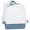 Durable Cat Litter Tray with Cover - White & Blue 56x40x40cm