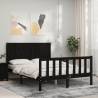 Black Small Double Bed Frame with Headboard - Solid Wood