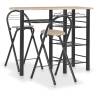 3 Piece Bar Set with Shelves Wood and Steel Colour oak and black Number of 3 