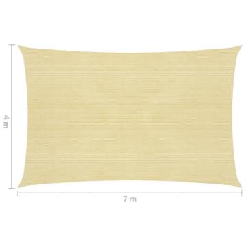 Beige Sunshade Sail 4x7m HDPE - UV & Mould Resistant