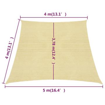 Beige Sunshade Sail 160 g/m² - 4/5x4 m HDPE | HipoMarket UK