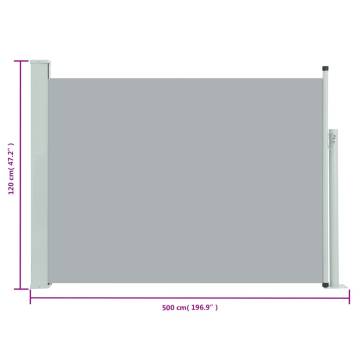 Patio Retractable Side Awning 117x500 cm Grey - Buy Now