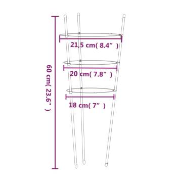 Garden Plant Supports with 3 Rings - 5 pcs Green Steel 60 cm