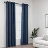 Linen-Look Blackout Curtains with Grommets 2 pcs Blue 140x225cm Colour blue Size 140 x 225 cm Quantity in Package 2 