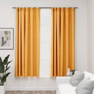 Linen-Look Blackout Curtains - Yellow 140x175 cm | Hipomarket