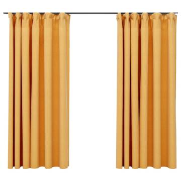 Linen-Look Blackout Curtains - Yellow 140x175 cm | Hipomarket