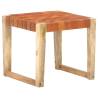 Light Brown Leather & Mango Wood Stool | Quality Home Furniture