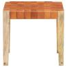 Light Brown Leather & Mango Wood Stool | Quality Home Furniture