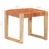 Light Brown Leather & Mango Wood Stool | Quality Home Furniture