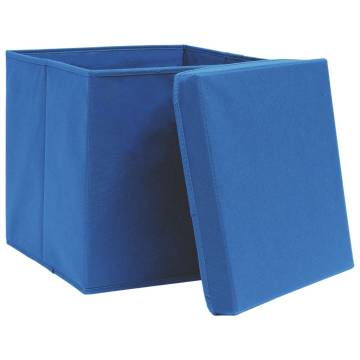 Stylish Blue Storage Boxes with Covers - 10 pcs | Hipo Market