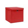 Stylish Red Storage Boxes with Covers - 10 pcs | HipoMarket UK