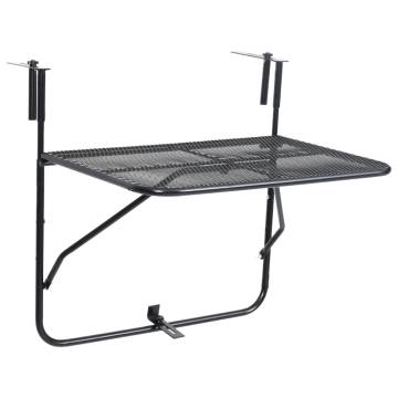 Balcony Table Black 60x40 cm Steel - Stylish & Space-Saving