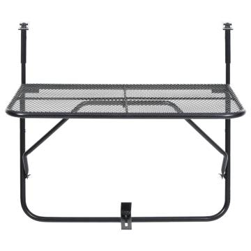 Balcony Table Black 60x40 cm Steel - Stylish & Space-Saving