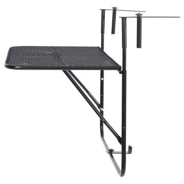 Balcony Table Black 60x40 cm Steel - Stylish & Space-Saving