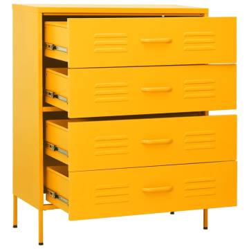 Mustard Yellow Chest of Drawers - Modern Steel Storage