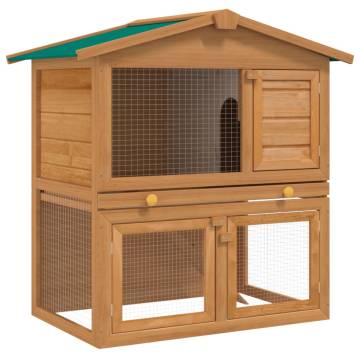 Outdoor Rabbit Hutch - Small Animal House Cage with 3 Doors