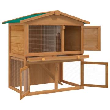 Outdoor Rabbit Hutch - Small Animal House Cage with 3 Doors