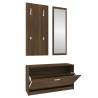 3-in-1 Shoe Cabinet Set in Brown Oak - Stylish Storage Solution