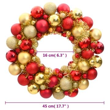 Christmas Wreath Red and Gold 45 cm - Festive Home Decor