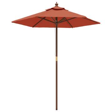 Garden Parasol with Wooden Pole - Terracotta 196x231 cm