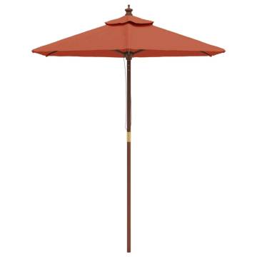 Garden Parasol with Wooden Pole - Terracotta 196x231 cm