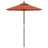 Garden Parasol with Wooden Pole - Terracotta 196x231 cm