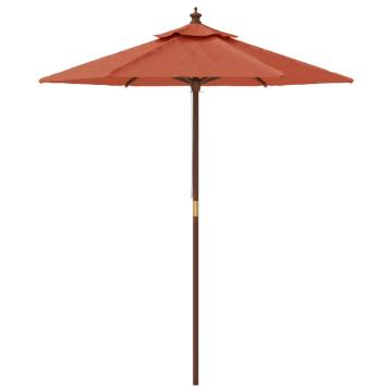 Garden Parasol with Wooden Pole - Terracotta 196x231 cm