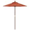 Garden Parasol with Wooden Pole - Terracotta 196x231 cm