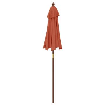 Garden Parasol with Wooden Pole - Terracotta 196x231 cm