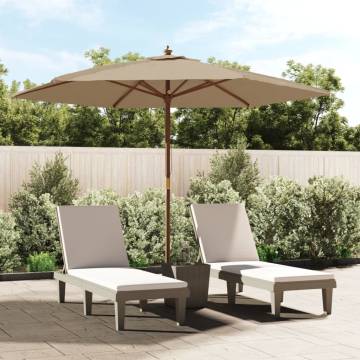 Garden Parasol with Wooden Pole - Taupe 299x240 cm | HipoMarket