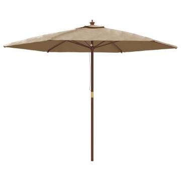 Garden Parasol with Wooden Pole - Taupe 299x240 cm | HipoMarket