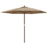 Garden Parasol with Wooden Pole - Taupe 299x240 cm | HipoMarket