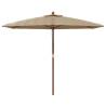 Garden Parasol with Wooden Pole - Taupe 299x240 cm | HipoMarket