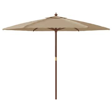 Garden Parasol with Wooden Pole - Taupe 299x240 cm | HipoMarket