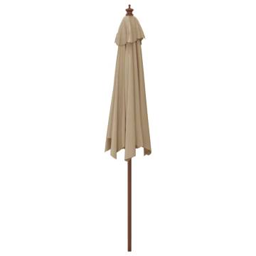 Garden Parasol with Wooden Pole - Taupe 299x240 cm | HipoMarket