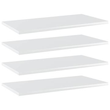 High Gloss White Bookshelf Boards - 4 Pcs 60x30 cm | Hipo Market