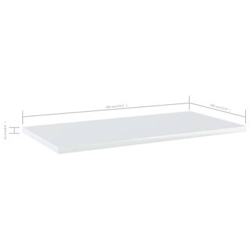 High Gloss White Bookshelf Boards - 4 Pcs 60x30 cm | Hipo Market