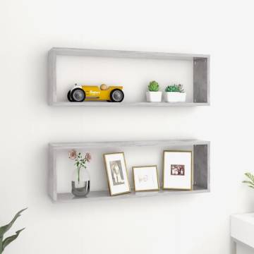 Wall Cube Shelf Set - 2 pcs Concrete Grey | Hipomarket UK