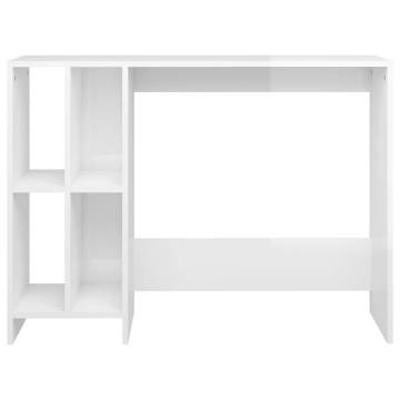 Modern High Gloss White Desk - 102.5x35x75 cm | HipoMarket